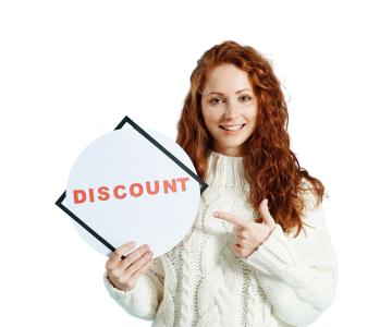 smiling-girl-showing-banner-sale